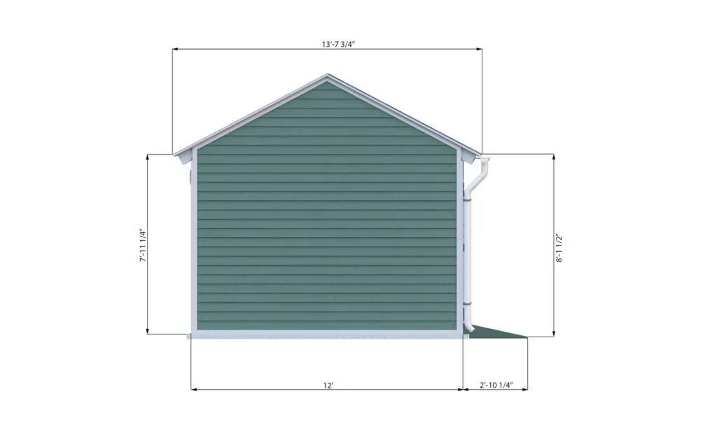 12x24 gable storage shed right side