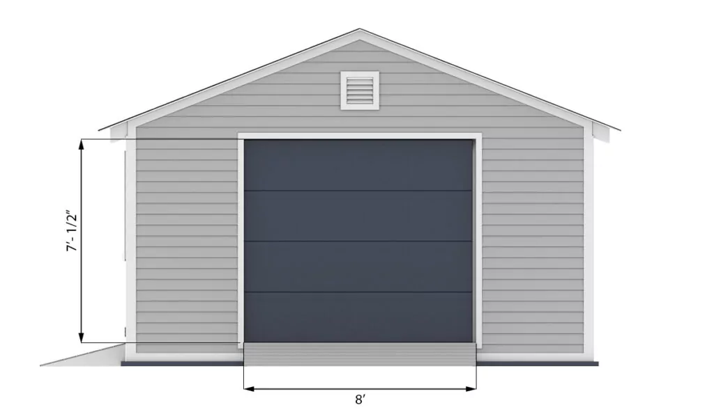 16x20 garage shed front side