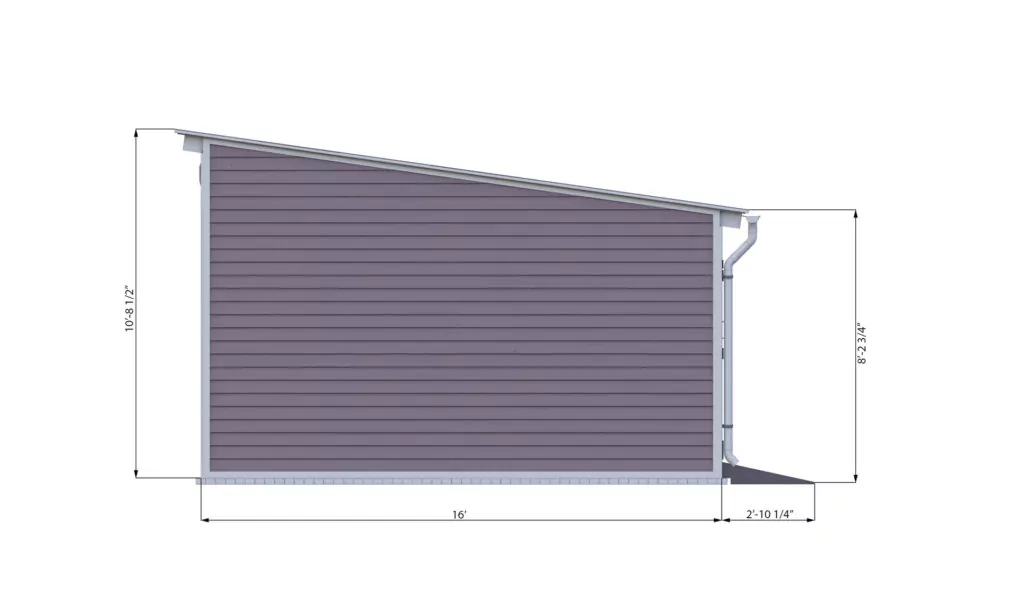 16x24 lean to storage shed right side