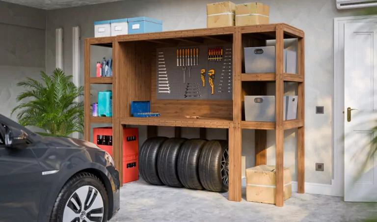 3x10 garage shelves with workbench design