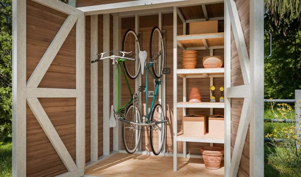 4x6 bike shed interior design