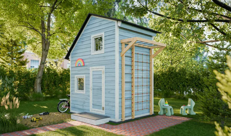 6x8 diy playhouse with climbing wall