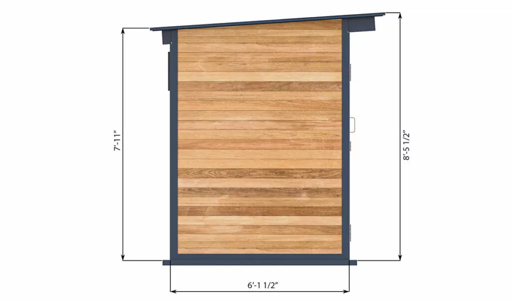 6x8 storage shed left side