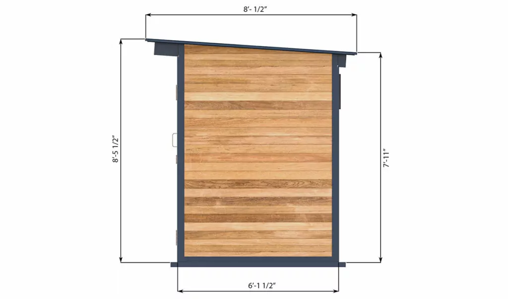 6x8 storage shed right side