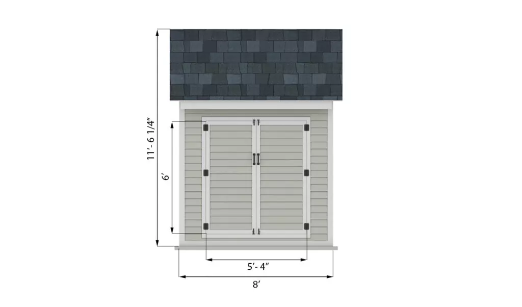 8x8 storage shed front side
