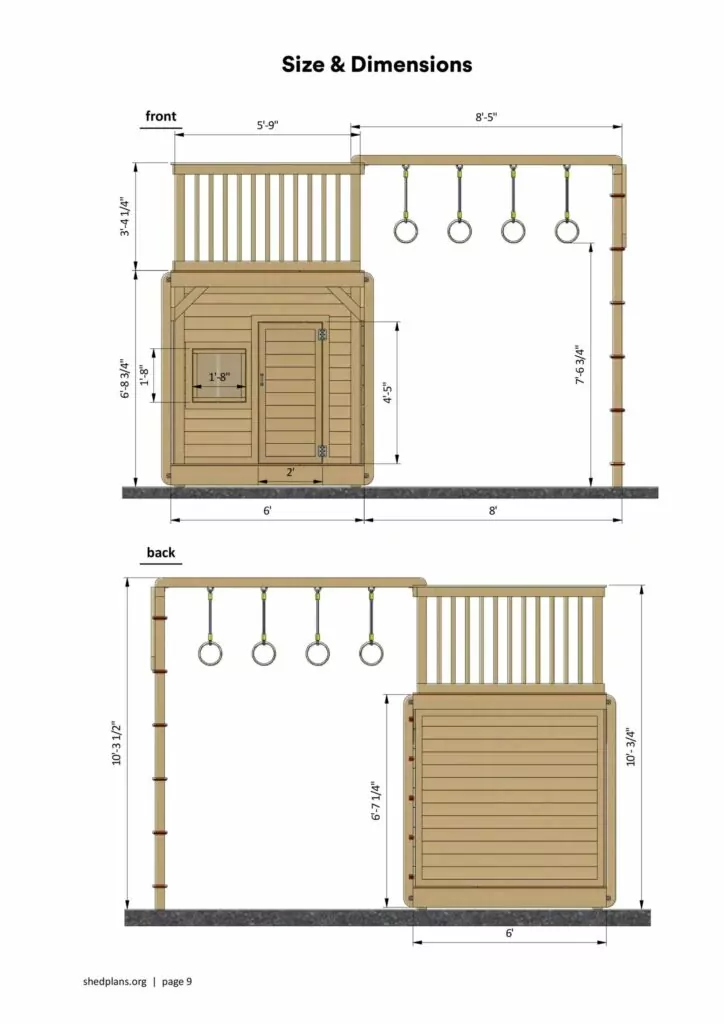 6x14 DIY Playhouse Plans Size and Dimensions
