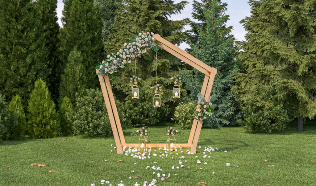 DIY Pentagon Frame Wedding Arch Plans for Wedding Decoration