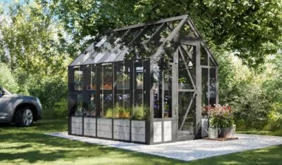 DIY Greenhouse with Garden Shelves Idea