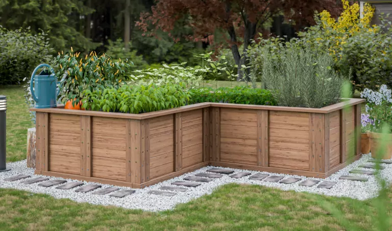 L shaped raised garden bed
