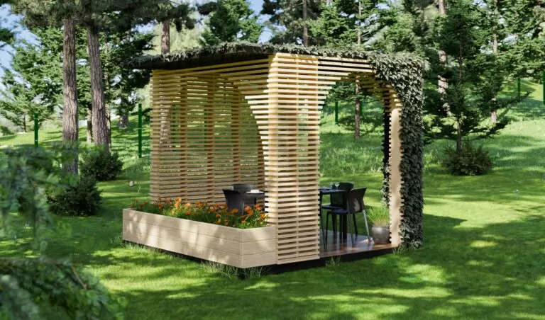 DIY 12x12 Modern Backyard Pergola With Raised Garden Bed