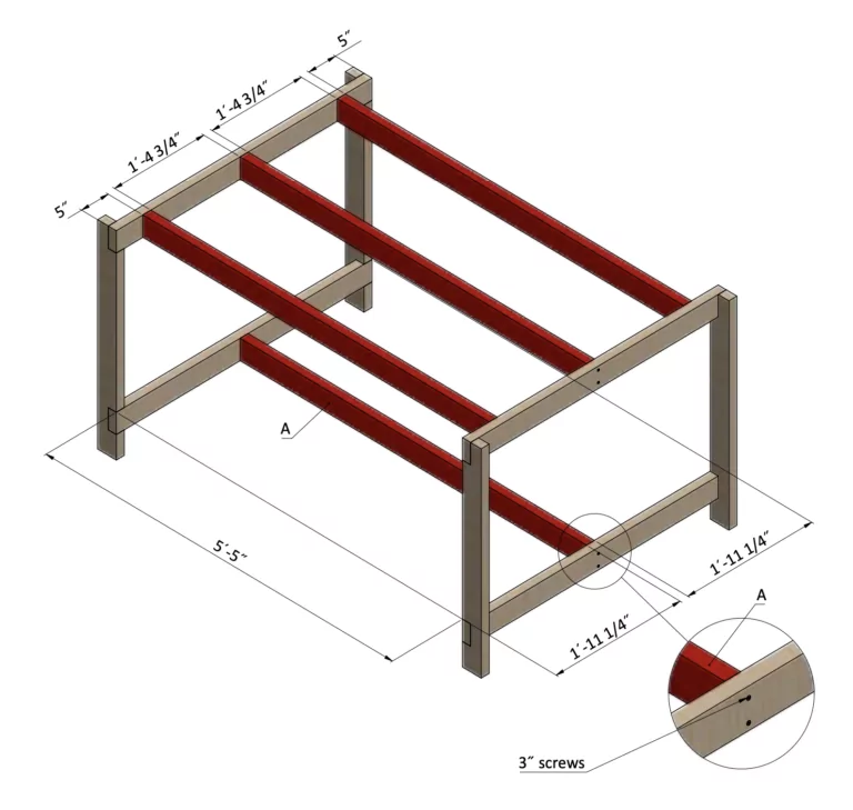 Assembling the main frame of the workbench