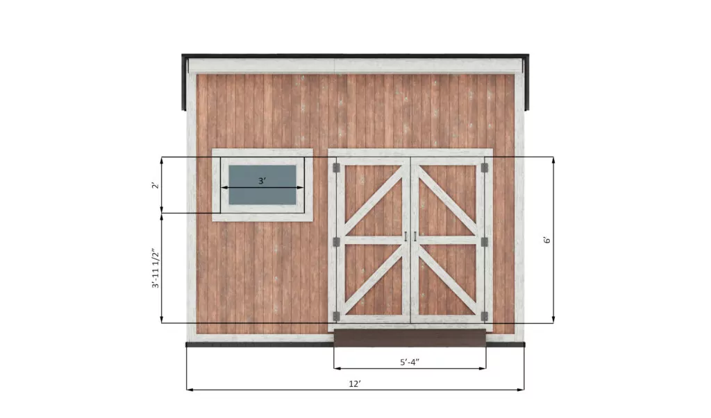 10x12 lean to storage shed front side dimensions