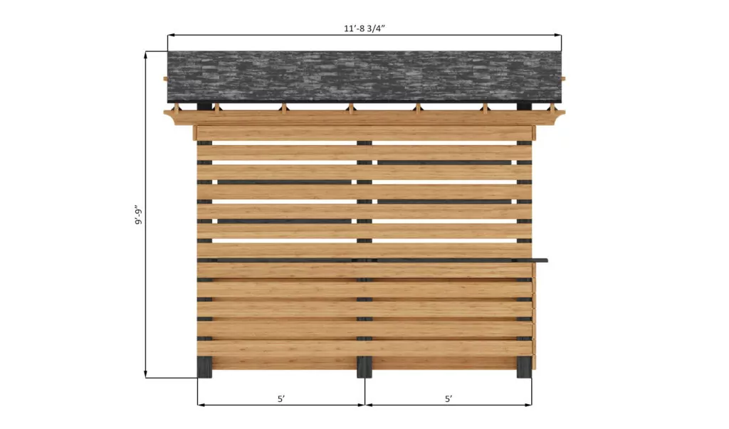 4x12 lean to outdoor bar back side dimensions