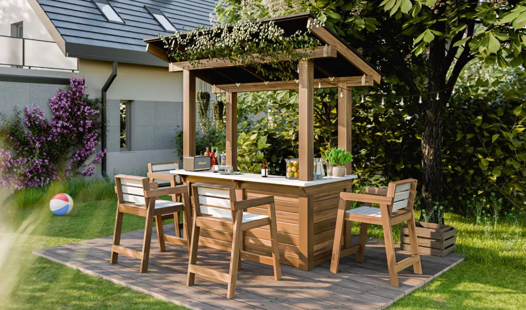 4x8 diy outdoor bar with chairs