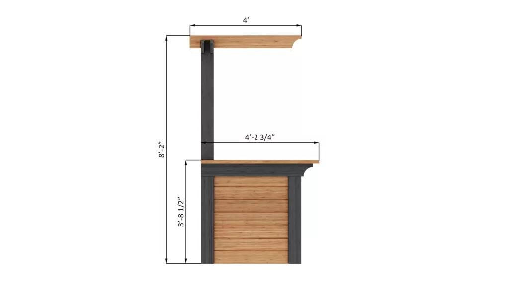 4x8 outdoor bar left side dimensions