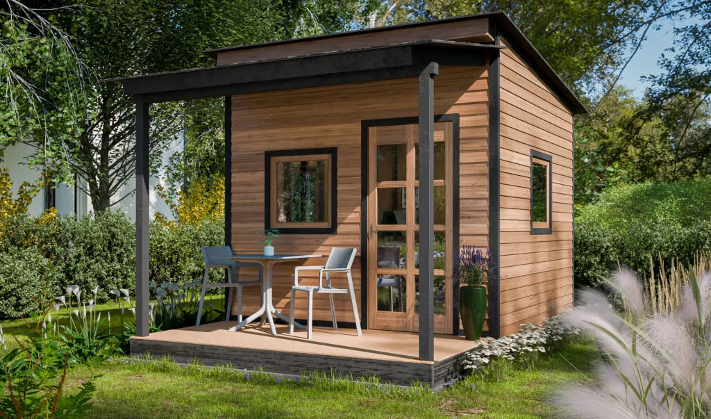 She shed with porch design